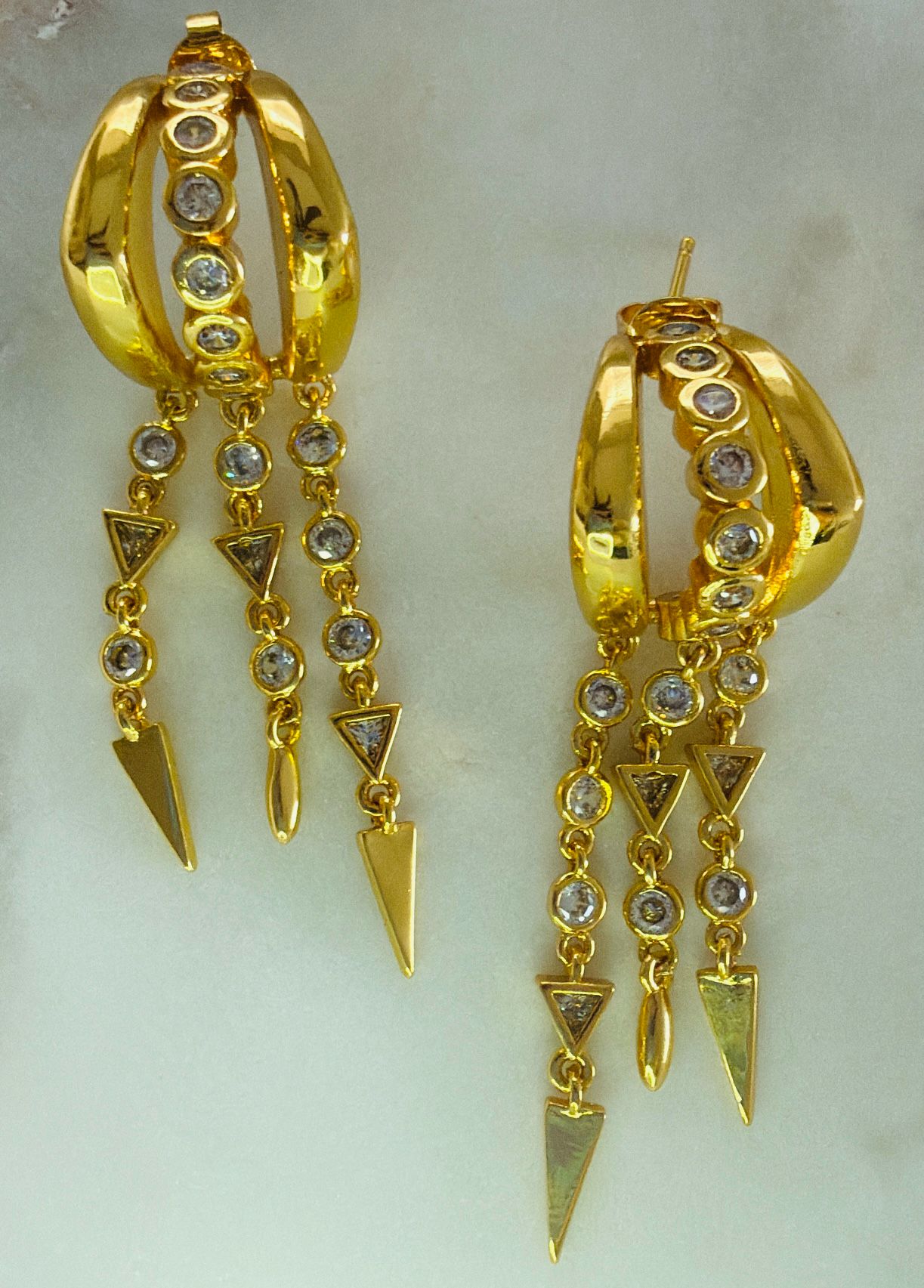 Trio of Dangling Earrings with Cubic Zirconia
