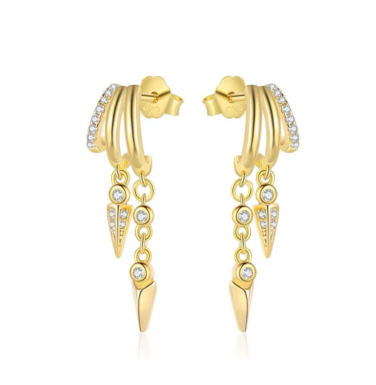 C-shaped Earrings with Cubic Zirconia