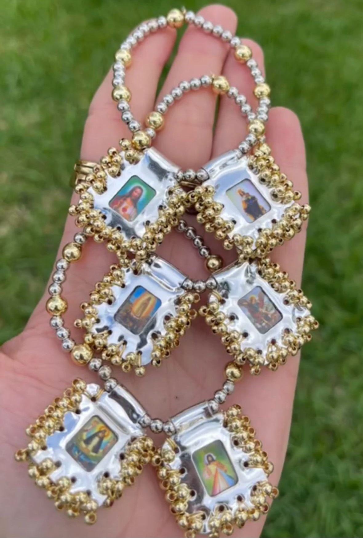 Silver and Gold Scapular Bracelets