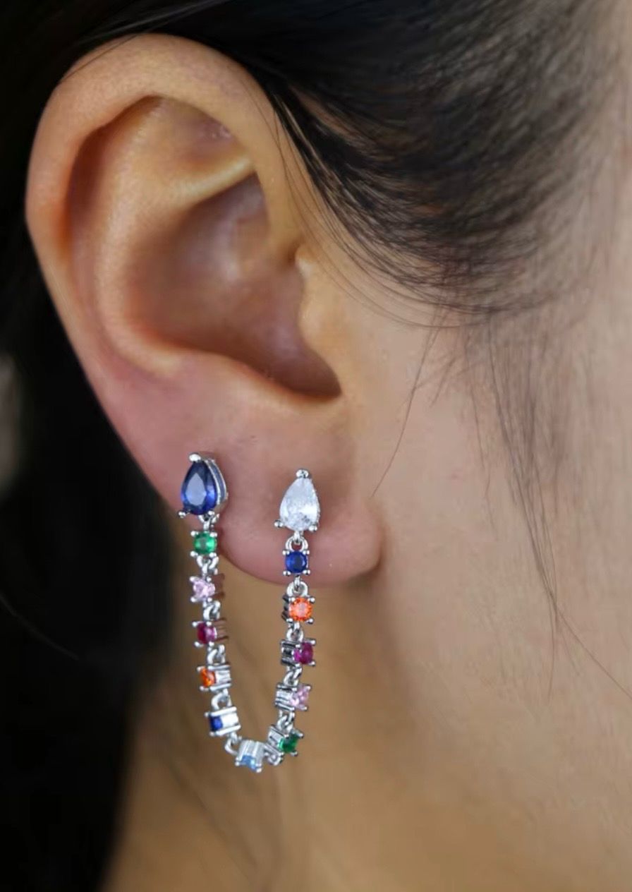 Double Piercing with Rhinestones