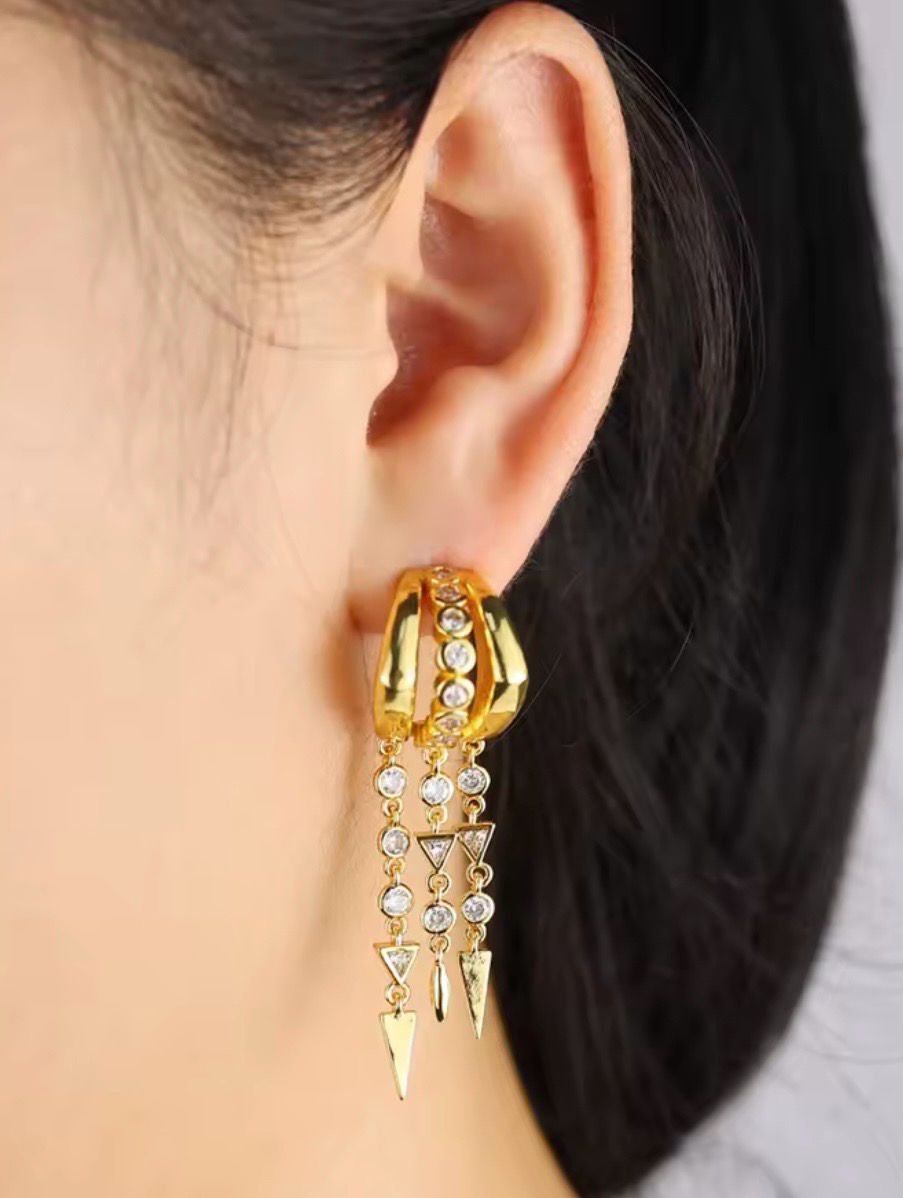 Trio of Dangling Earrings with Cubic Zirconia