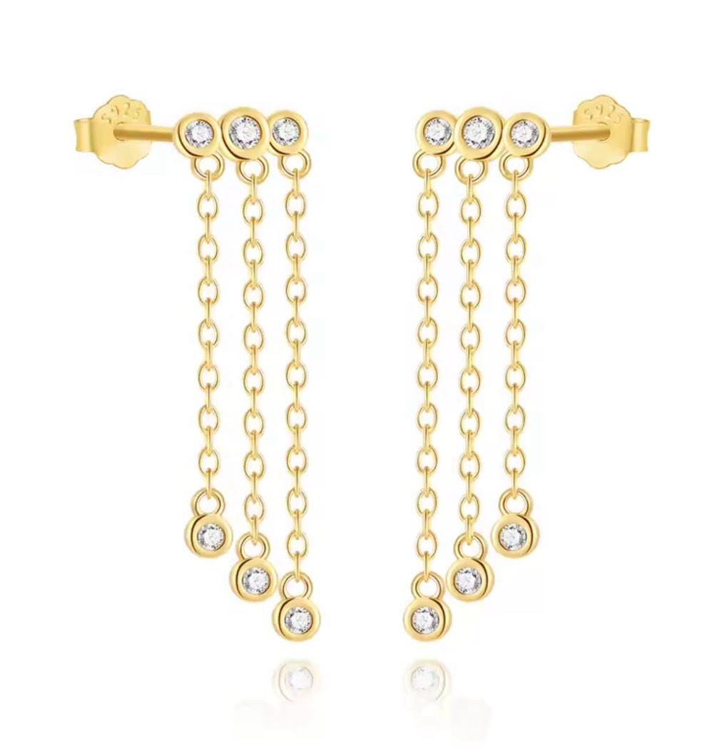 Three-line Dangle Earrings